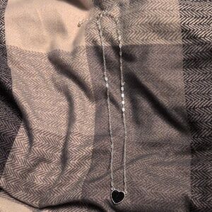 Silver Necklace With Black Heart